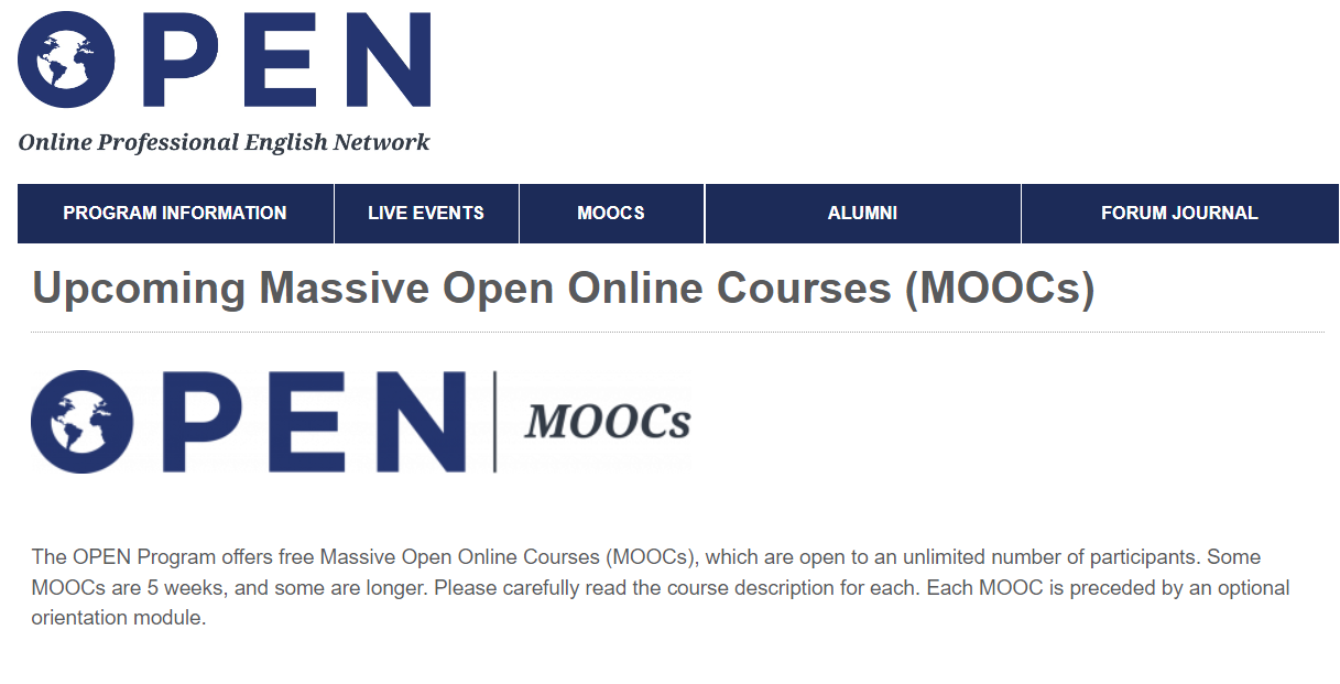 線上專業英語學習網【OPEN MOOCS】